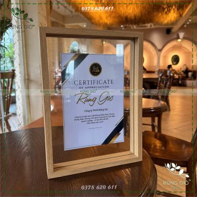 Khung tranh GỖ TRONG SUỐT Certificate mặt kính, hiện đại, sang trọng, khung hình nhiều màu, nhiều cỡ