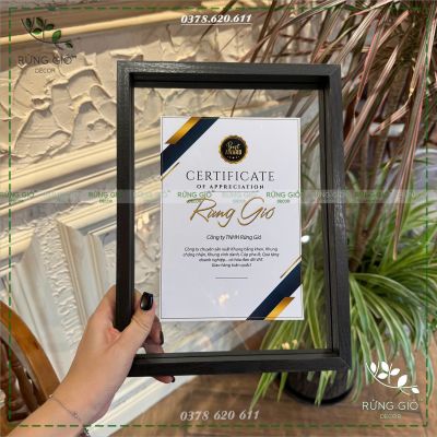KHUNG GỖ TRONG SUỐT Certificate mặt kính, nhiều màu, nhiều cỡ
