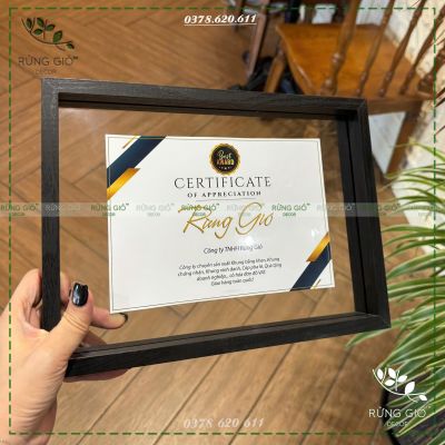 Khung bằng khen Rừng Gió GỖ TRONG SUỐT mặt kính, nhiều màu, nhiều cỡ, hiện đại, tinh tế