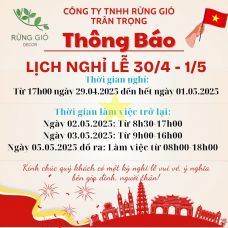 THÔNG BÁO NGHỈ LỄ 30/4 VÀ 1/5 CÔNG TY RỪNG GIÓ